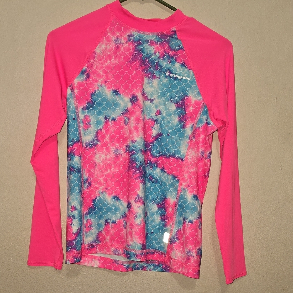 Kids Long-Sleeve Swim Coverup - Hot Pink Tie-Dye